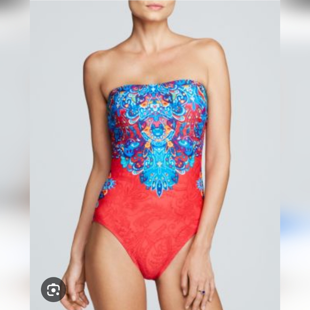 Ralph Lauren Red Paisley Print Bathing Suit Size 6